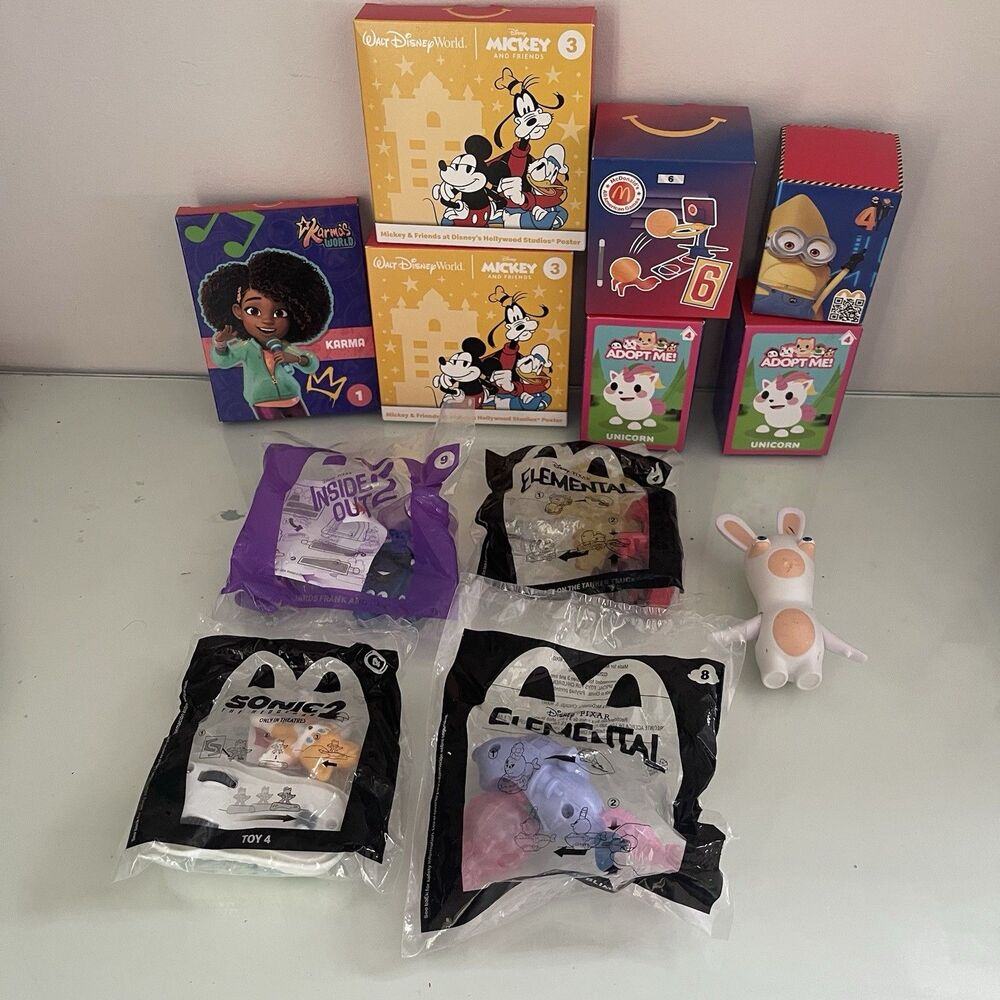 Mcdonald Happy Meal Toys Lot of 12 Sonic 2 Elemental Mickey Inside Out Minions